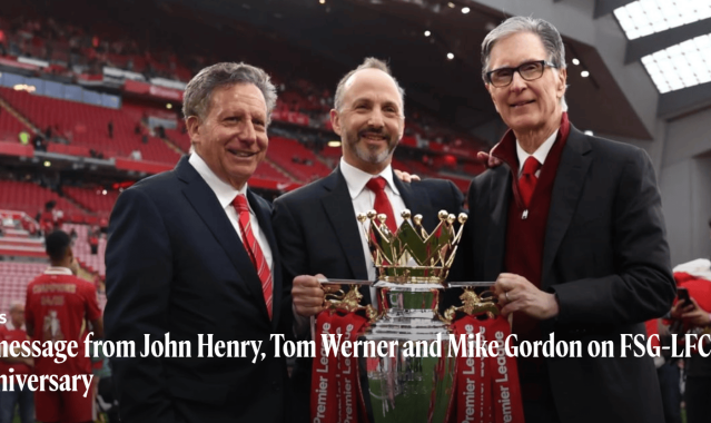 芬威入主利物浦15周年声明：满怀感激 你永远不会独行
