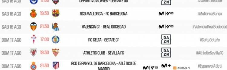 西甲首轮开球时间：巴萨8月17日1:30首战 皇马8月20日3:00比赛