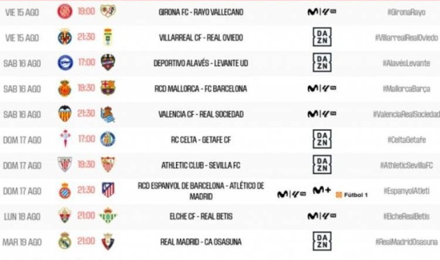 西甲首轮开球时间：巴萨8月17日1:30首战 皇马8月20日3:00比赛